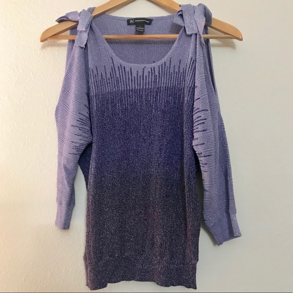 New INC Cold-Shoulder Tie-Sleeve Top